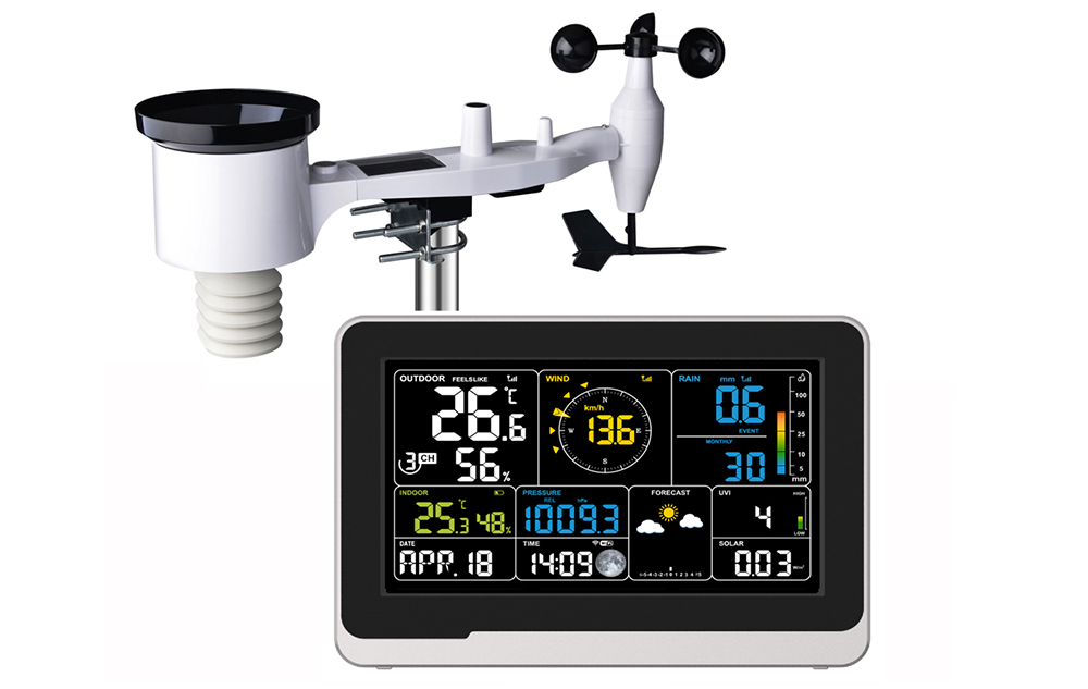  Large LCD display WiFi weather station with 7-in-1 outdoor sensor